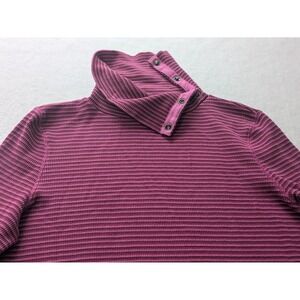 Sundance Thermal Top Henley Medium Jessa Side Snap Pink Purple Turtleneck Stripe